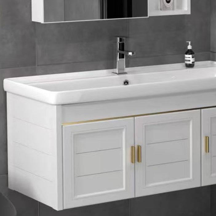 Rectangular Glam Bathroom Vanity Ceramic Top Single-Sink Wall Mount Vanity Set Clearhalo 'Bathroom Remodel & Bathroom Fixtures' 'Bathroom Vanities' 'bathroom_vanities' 'Home Improvement' 'home_improvement' 'home_improvement_bathroom_vanities' 7539237