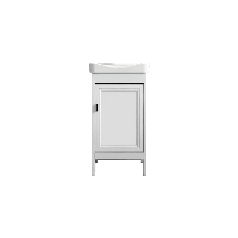 Freestanding Bathroom Vanity Modern White Ceramic Top Single Vanity Set Bathroom Vanity 17"L x 14"W x 32"H Clearhalo 'Bathroom Remodel & Bathroom Fixtures' 'Bathroom Vanities' 'bathroom_vanities' 'Home Improvement' 'home_improvement' 'home_improvement_bathroom_vanities' 7539281