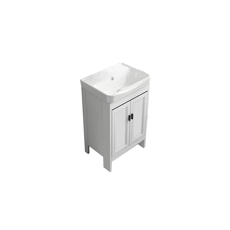 Freestanding Bathroom Vanity Modern White Ceramic Top Single Vanity Set Bathroom Vanity 20.1"L x 14.2"W x 31.9"H Clearhalo 'Bathroom Remodel & Bathroom Fixtures' 'Bathroom Vanities' 'bathroom_vanities' 'Home Improvement' 'home_improvement' 'home_improvement_bathroom_vanities' 7539282
