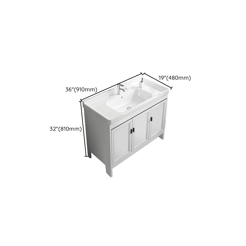 Freestanding Bathroom Vanity Modern White Ceramic Top Single Vanity Set Clearhalo 'Bathroom Remodel & Bathroom Fixtures' 'Bathroom Vanities' 'bathroom_vanities' 'Home Improvement' 'home_improvement' 'home_improvement_bathroom_vanities' 7539294