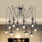 Iron Black Multi Light Chandelier Saucer 2/3/6 Heads Antiqued Swag Ceiling Pendant Lamp with Valve Decor Clearhalo 'Art Deco Pendants' 'Black' 'Cast Iron' 'Ceiling Lights' 'Ceramic' 'Crystal' 'Industrial Pendants' 'Industrial' 'Metal' 'Middle Century Pendants' 'Pendant Lights' 'Pendants' 'Rustic Pendants' 'Tiffany' Lighting' 753931