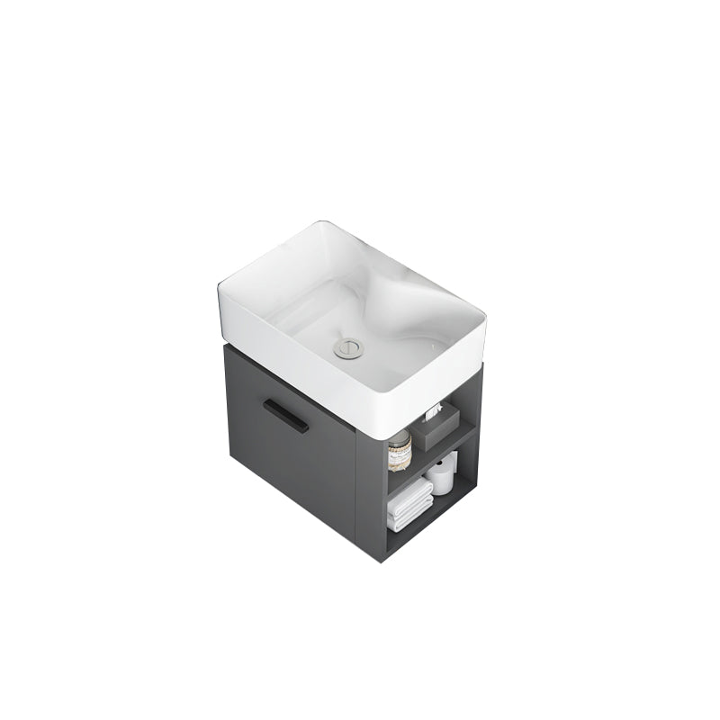 Single Sink Bathroom Vanity Modern White Ceramic Rectangular Vanity Set Bathroom Vanity 19"L x 15"W x 21"H White Clearhalo 'Bathroom Remodel & Bathroom Fixtures' 'Bathroom Vanities' 'bathroom_vanities' 'Home Improvement' 'home_improvement' 'home_improvement_bathroom_vanities' 7539325