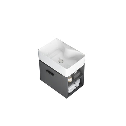 Single Sink Bathroom Vanity Modern White Ceramic Rectangular Vanity Set Bathroom Vanity 19"L x 15"W x 21"H White Clearhalo 'Bathroom Remodel & Bathroom Fixtures' 'Bathroom Vanities' 'bathroom_vanities' 'Home Improvement' 'home_improvement' 'home_improvement_bathroom_vanities' 7539325