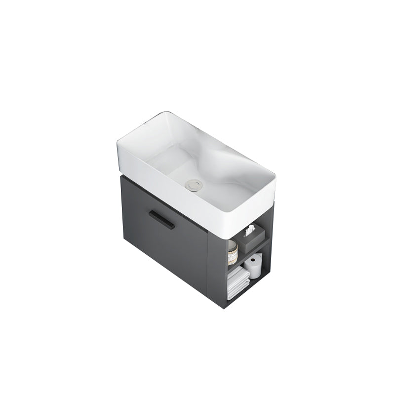 Single Sink Bathroom Vanity Modern White Ceramic Rectangular Vanity Set Bathroom Vanity 22"L x 12"W x 21"H White Clearhalo 'Bathroom Remodel & Bathroom Fixtures' 'Bathroom Vanities' 'bathroom_vanities' 'Home Improvement' 'home_improvement' 'home_improvement_bathroom_vanities' 7539326