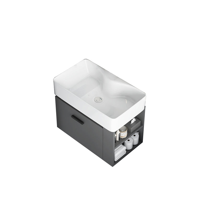 Single Sink Bathroom Vanity Modern White Ceramic Rectangular Vanity Set Bathroom Vanity 24"L x 15"W x 21"H White Clearhalo 'Bathroom Remodel & Bathroom Fixtures' 'Bathroom Vanities' 'bathroom_vanities' 'Home Improvement' 'home_improvement' 'home_improvement_bathroom_vanities' 7539327