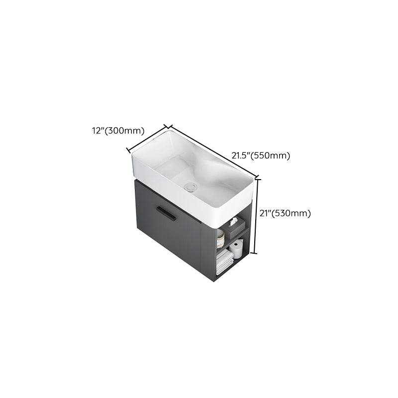 Single Sink Bathroom Vanity Modern White Ceramic Rectangular Vanity Set Clearhalo 'Bathroom Remodel & Bathroom Fixtures' 'Bathroom Vanities' 'bathroom_vanities' 'Home Improvement' 'home_improvement' 'home_improvement_bathroom_vanities' 7539338