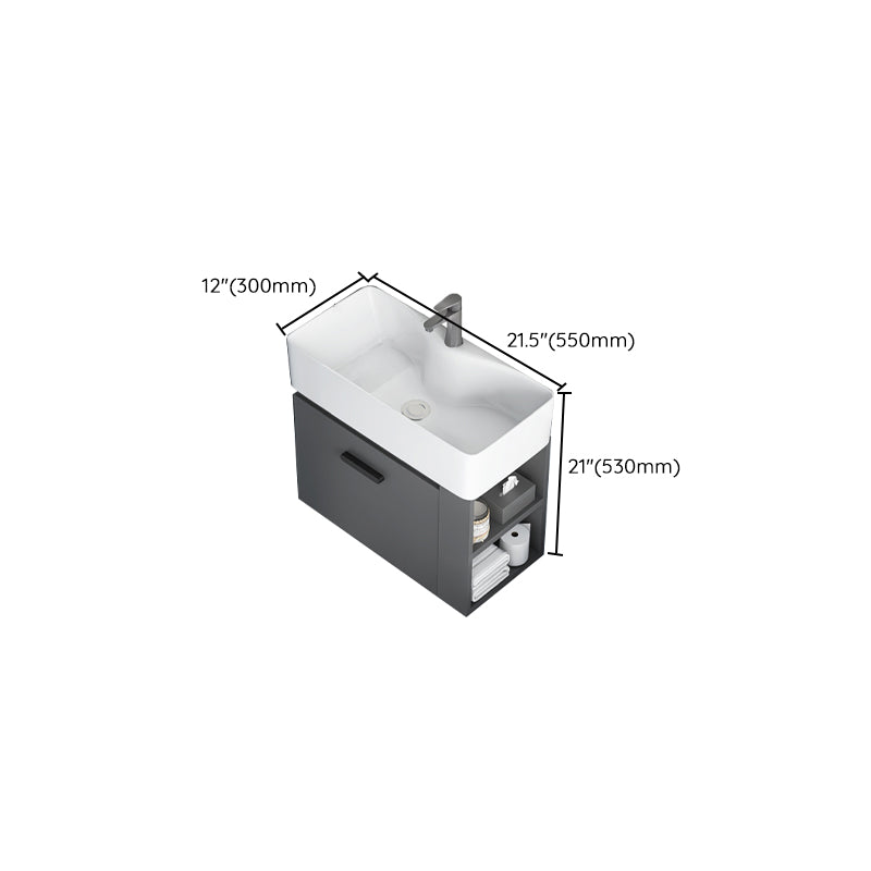 Single Sink Bathroom Vanity Modern White Ceramic Rectangular Vanity Set Clearhalo 'Bathroom Remodel & Bathroom Fixtures' 'Bathroom Vanities' 'bathroom_vanities' 'Home Improvement' 'home_improvement' 'home_improvement_bathroom_vanities' 7539344