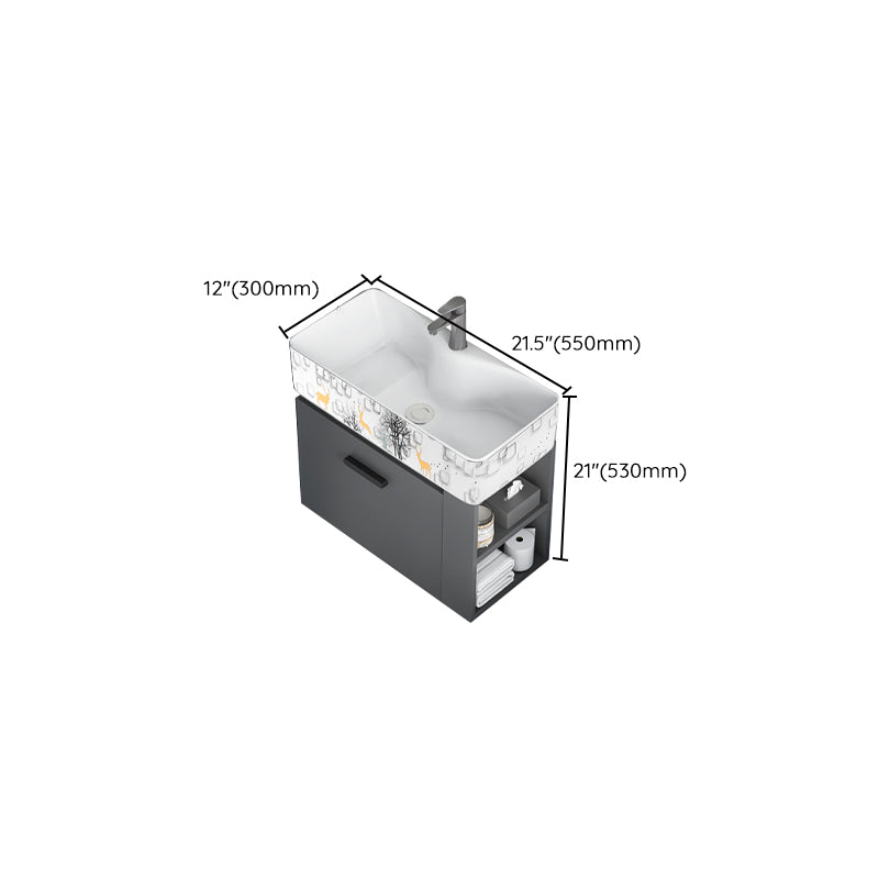 Single Sink Bathroom Vanity Modern White Ceramic Rectangular Vanity Set Clearhalo 'Bathroom Remodel & Bathroom Fixtures' 'Bathroom Vanities' 'bathroom_vanities' 'Home Improvement' 'home_improvement' 'home_improvement_bathroom_vanities' 7539346