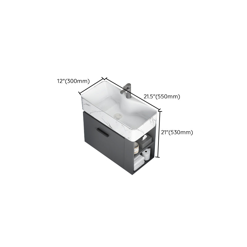 Single Sink Bathroom Vanity Modern White Ceramic Rectangular Vanity Set Clearhalo 'Bathroom Remodel & Bathroom Fixtures' 'Bathroom Vanities' 'bathroom_vanities' 'Home Improvement' 'home_improvement' 'home_improvement_bathroom_vanities' 7539347