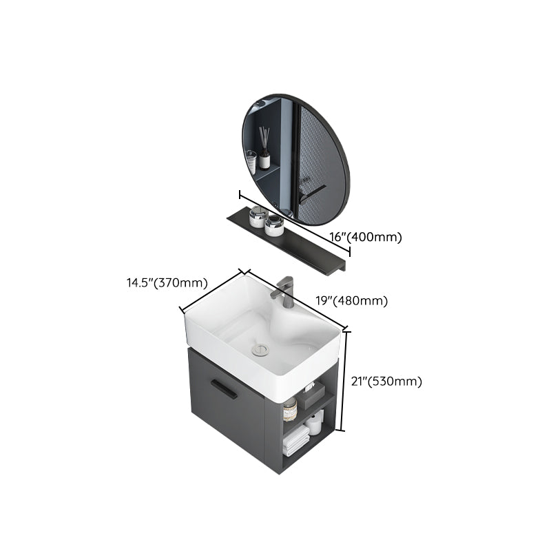 Single Sink Bathroom Vanity Modern White Ceramic Rectangular Vanity Set Clearhalo 'Bathroom Remodel & Bathroom Fixtures' 'Bathroom Vanities' 'bathroom_vanities' 'Home Improvement' 'home_improvement' 'home_improvement_bathroom_vanities' 7539352