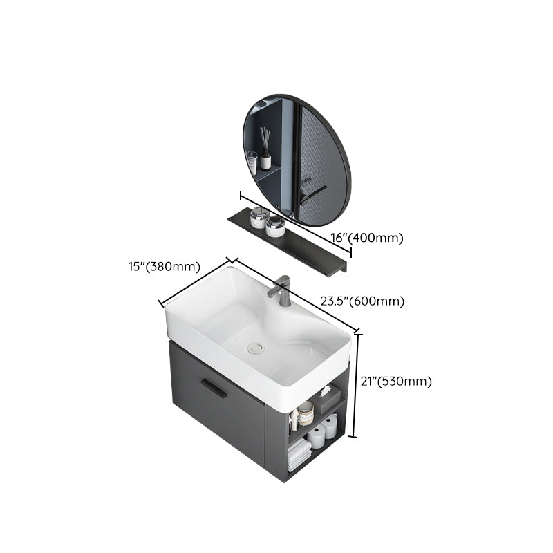 Single Sink Bathroom Vanity Modern White Ceramic Rectangular Vanity Set Clearhalo 'Bathroom Remodel & Bathroom Fixtures' 'Bathroom Vanities' 'bathroom_vanities' 'Home Improvement' 'home_improvement' 'home_improvement_bathroom_vanities' 7539354