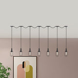 3/5/7-Head Iron Tandem Multi Ceiling Light Rustic Black Finish Wire Cage Restaurant Pendulum Lamp