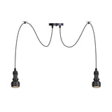 2/3/6-Light Water Pipe Multi Light Chandelier Farmhouse Black Iron Swag LED Suspension Pendant Clearhalo 'Art Deco Pendants' 'Black' 'Cast Iron' 'Ceiling Lights' 'Ceramic' 'Crystal' 'Industrial Pendants' 'Industrial' 'Metal' 'Middle Century Pendants' 'Pendant Lights' 'Pendants' 'Rustic Pendants' 'Tiffany' Lighting' 753988