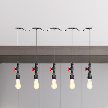 Black Finish 5/7 Bulbs Multi Pendant Light Industrial Iron Bare Bulb Tandem Hanging Lamp 5 Black Clearhalo 'Art Deco Pendants' 'Black' 'Cast Iron' 'Ceiling Lights' 'Ceramic' 'Crystal' 'Industrial Pendants' 'Industrial' 'Metal' 'Middle Century Pendants' 'Pendant Lights' 'Pendants' 'Rustic Pendants' 'Tiffany' Lighting' 754034