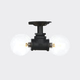2 Lights Sphere Semi Mount Lighting Antiqued Black Finish Clear Glass Flush Mounted Lamp Clearhalo 'Ceiling Lights' 'Close To Ceiling Lights' 'Close to ceiling' 'Glass shade' 'Glass' 'Semi-flushmount' Lighting' 754093