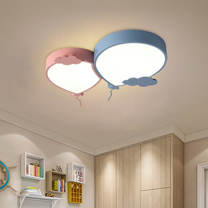 Kids LED Flush Mount Ceiling Light Blue Finish Balloon Lighting Fixture with Acrylic Shade in White/Warm Light Blue Clearhalo 'Ceiling Lights' 'Close To Ceiling Lights' 'Close to ceiling' 'Flush mount' Lighting' 754328