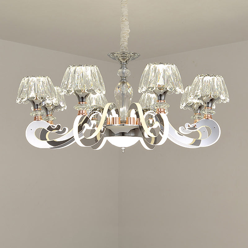 6/8 Heads Conic Chandelier Pendant Light Modernist Clear Crystal LED Ceiling Suspension Lamp Clearhalo 'Ceiling Lights' 'Chandeliers' 'Clear' 'Industrial' 'Modern Chandeliers' 'Modern' 'Tiffany' 'Traditional Chandeliers' Lighting' 754768