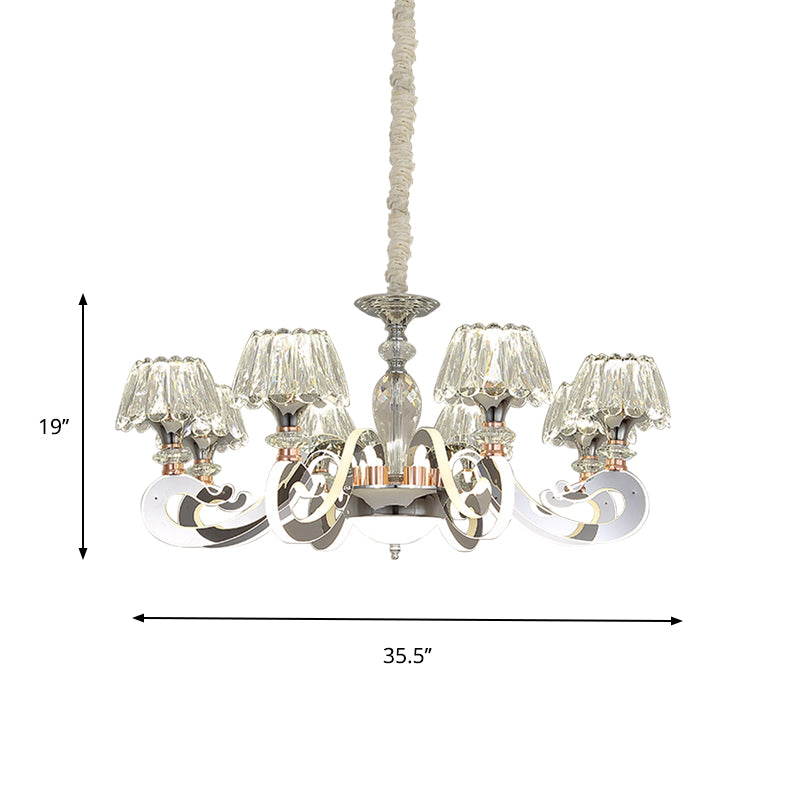 6/8 Heads Conic Chandelier Pendant Light Modernist Clear Crystal LED Ceiling Suspension Lamp Clearhalo 'Ceiling Lights' 'Chandeliers' 'Clear' 'Industrial' 'Modern Chandeliers' 'Modern' 'Tiffany' 'Traditional Chandeliers' Lighting' 754769