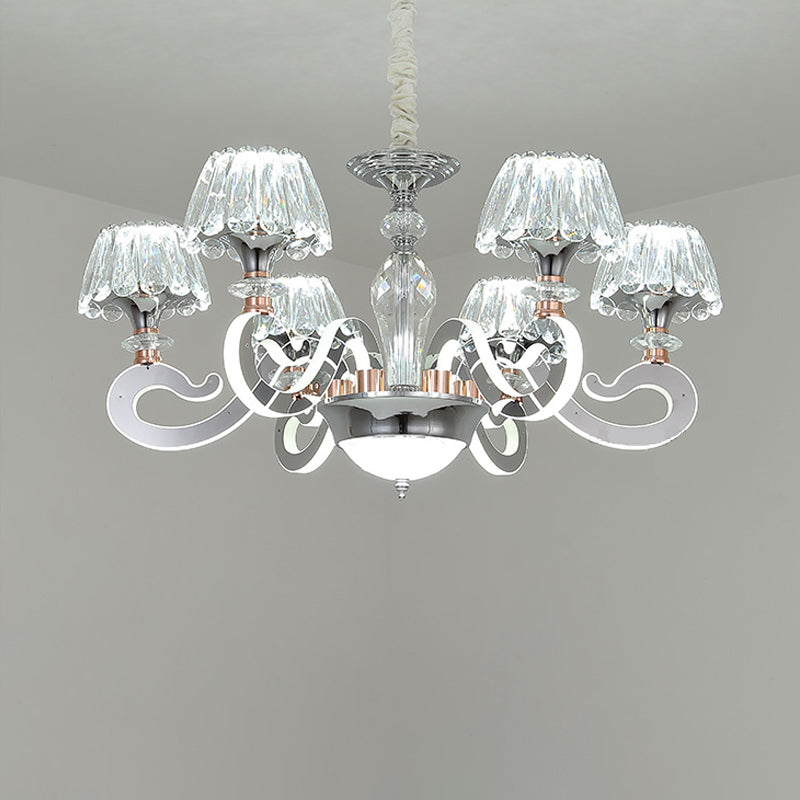 6/8 Heads Conic Chandelier Pendant Light Modernist Clear Crystal LED Ceiling Suspension Lamp Clearhalo 'Ceiling Lights' 'Chandeliers' 'Clear' 'Industrial' 'Modern Chandeliers' 'Modern' 'Tiffany' 'Traditional Chandeliers' Lighting' 754773