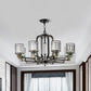 Black Cylindrical Ceiling Chandelier Contemporary Crystal Block 6/8-Light Living Room Pendant Lamp Fixture Clearhalo 'Ceiling Lights' 'Chandeliers' 'Modern Chandeliers' 'Modern' Lighting' 754821