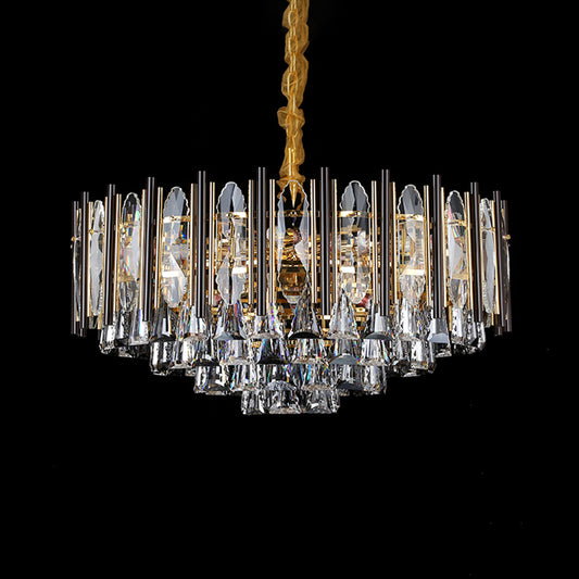 Conical Living Room Pendant Chandelier Modern Clear Crystal 7-Light Black Hanging Lamp Kit Clearhalo 'Ceiling Lights' 'Chandeliers' 'Clear' 'Industrial' 'Modern Chandeliers' 'Modern' 'Tiffany' 'Traditional Chandeliers' Lighting' 754848