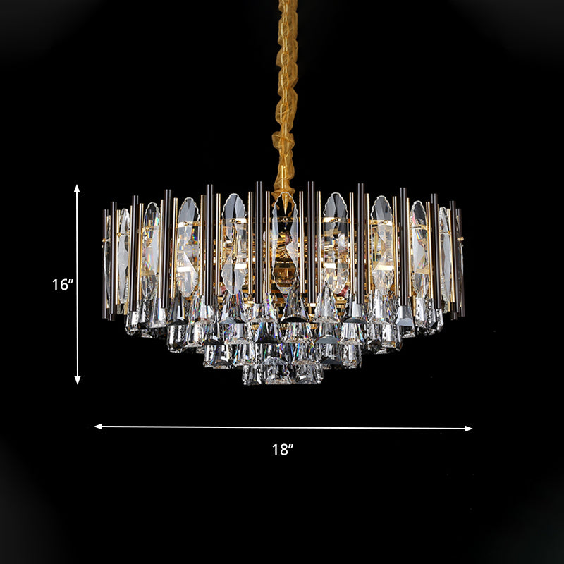 Conical Living Room Pendant Chandelier Modern Clear Crystal 7-Light Black Hanging Lamp Kit Clearhalo 'Ceiling Lights' 'Chandeliers' 'Clear' 'Industrial' 'Modern Chandeliers' 'Modern' 'Tiffany' 'Traditional Chandeliers' Lighting' 754849