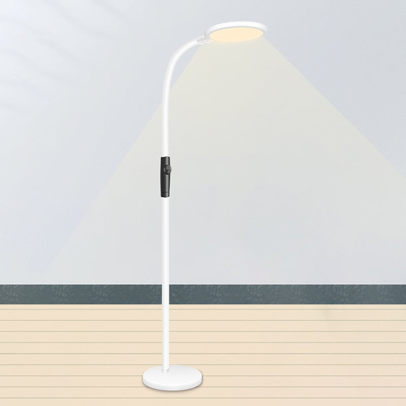 Gooseneck Standing Floor Light Minimalist Metallic White Finish LED Floor Reading Lamp Clearhalo 'Floor Lamps' 'Lamps' Lighting' 754873