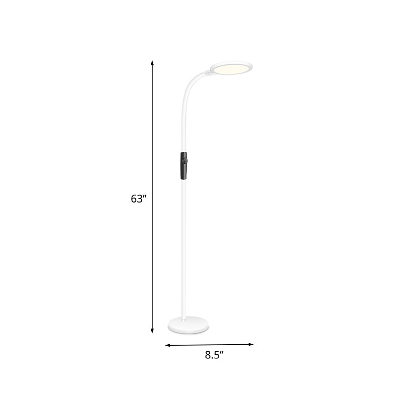 Gooseneck Standing Floor Light Minimalist Metallic White Finish LED Floor Reading Lamp Clearhalo 'Floor Lamps' 'Lamps' Lighting' 754875