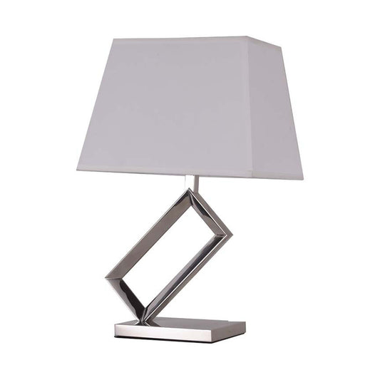 1 Bulb Bedside Nightstand Lighting Modern Fabric White Table Light with Pagoda Shade and Steel Frame Base Clearhalo 'Lamps' 'Table Lamps' Lighting' 754894