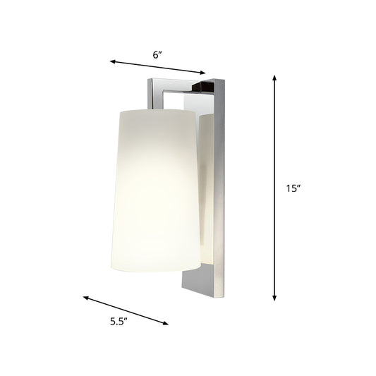 Fabric Tapering Wall Lighting Simplicity 1 Head White Sconce Ideas with Chrome Arm Clearhalo 'Cast Iron' 'Glass' 'Industrial' 'Modern wall lights' 'Modern' 'Tiffany' 'Traditional wall lights' 'Wall Lamps & Sconces' 'Wall Lights' Lighting' 754958