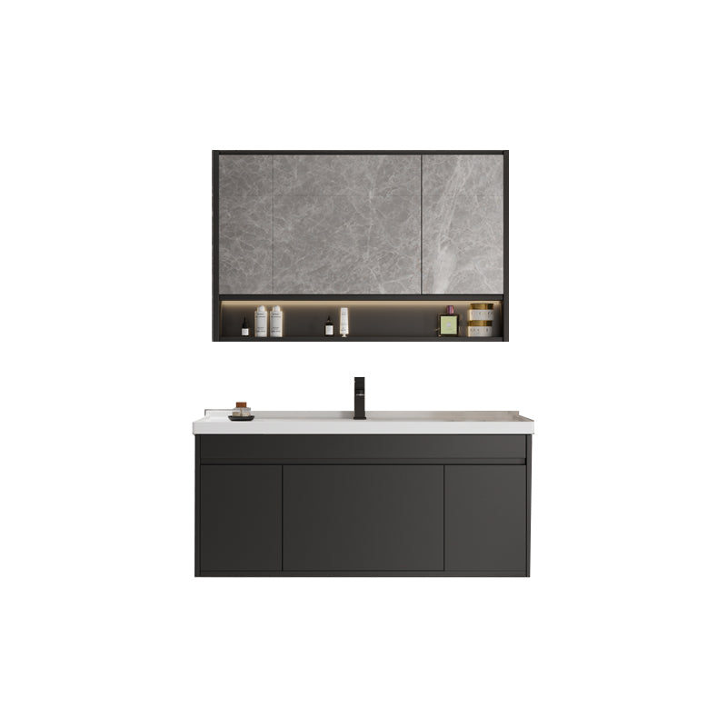 Wall Mount Bathroom Vanity Modern Ceramic Gray Rectangular Single Vanity Set Vanity & Faucet & Mirror Cabinet https: res.litfad.com site img item 2023 02 30 7551284 1200x1200.jpg Clearhalo 'Bathroom Remodel & Bathroom Fixtures' 'Bathroom Vanities' 'bathroom_vanities' 'Home Improvement' 'home_improvement' 'home_improvement_bathroom_vanities' 7551284