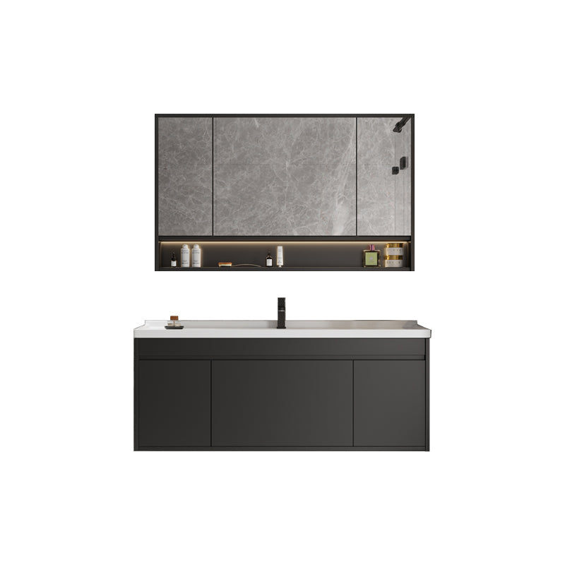 Wall Mount Bathroom Vanity Modern Ceramic Gray Rectangular Single Vanity Set Vanity & Faucet & Mirror Cabinet https: res.litfad.com site img item 2023 02 19 7551287 1200x1200.jpg Clearhalo 'Bathroom Remodel & Bathroom Fixtures' 'Bathroom Vanities' 'bathroom_vanities' 'Home Improvement' 'home_improvement' 'home_improvement_bathroom_vanities' 7551287
