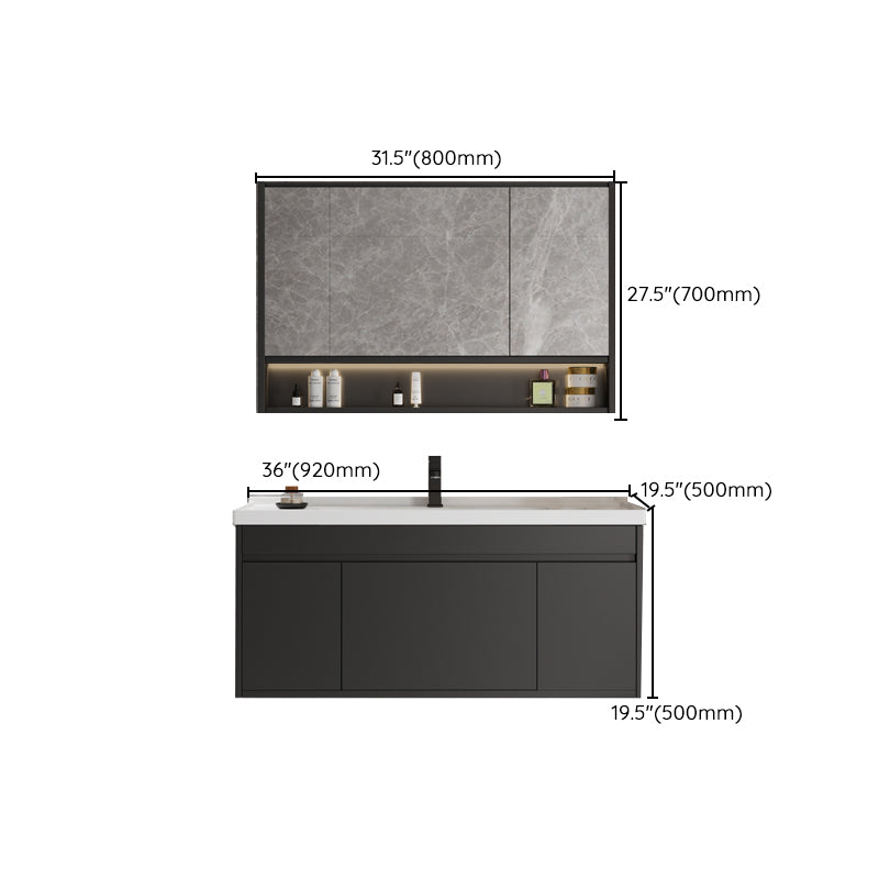 Wall Mount Bathroom Vanity Modern Ceramic Gray Rectangular Single Vanity Set Clearhalo 'Bathroom Remodel & Bathroom Fixtures' 'Bathroom Vanities' 'bathroom_vanities' 'Home Improvement' 'home_improvement' 'home_improvement_bathroom_vanities' 7551298