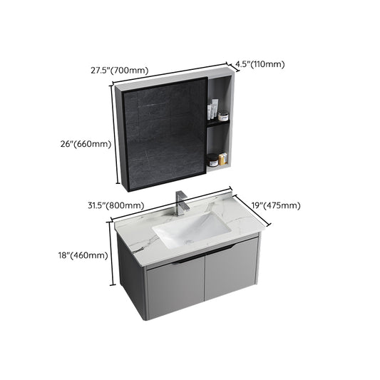 Single Sink Modern Bathroom Vanity Gray Metal Frame Rectangular Vanity Set Clearhalo 'Bathroom Remodel & Bathroom Fixtures' 'Bathroom Vanities' 'bathroom_vanities' 'Home Improvement' 'home_improvement' 'home_improvement_bathroom_vanities' 7551331