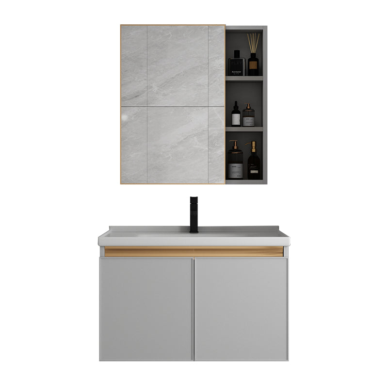 Wall Mount Bathroom Vanity Modern Gray Single-Sink Metal Frame Vanity Set Clearhalo 'Bathroom Remodel & Bathroom Fixtures' 'Bathroom Vanities' 'bathroom_vanities' 'Home Improvement' 'home_improvement' 'home_improvement_bathroom_vanities' 7551342