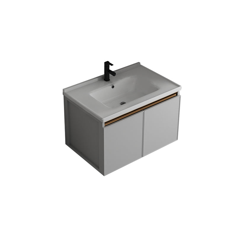 Wall Mount Bathroom Vanity Modern Gray Single-Sink Metal Frame Vanity Set Vanity & Faucet 28"L x 19"W x 17"H Clearhalo 'Bathroom Remodel & Bathroom Fixtures' 'Bathroom Vanities' 'bathroom_vanities' 'Home Improvement' 'home_improvement' 'home_improvement_bathroom_vanities' 7551354