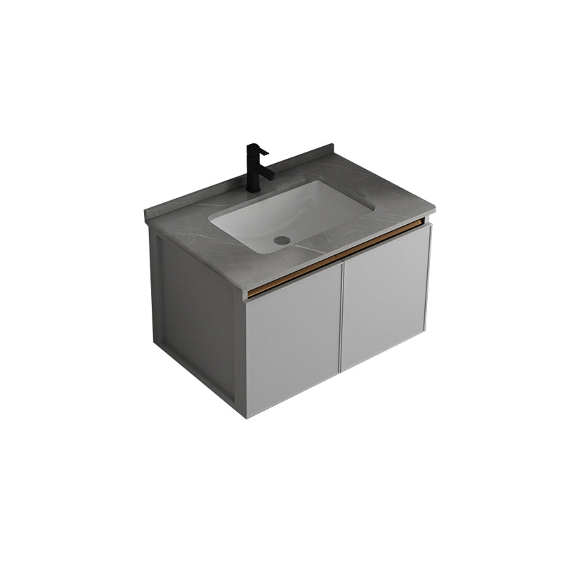 Wall Mount Bathroom Vanity Modern Gray Single-Sink Metal Frame Vanity Set Vanity & Faucet 28"L x 19"W x 17"H Clearhalo 'Bathroom Remodel & Bathroom Fixtures' 'Bathroom Vanities' 'bathroom_vanities' 'Home Improvement' 'home_improvement' 'home_improvement_bathroom_vanities' 7551355