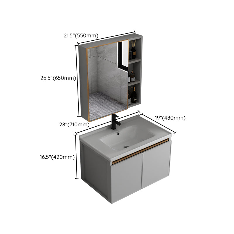 Wall Mount Bathroom Vanity Modern Gray Single-Sink Metal Frame Vanity Set Clearhalo 'Bathroom Remodel & Bathroom Fixtures' 'Bathroom Vanities' 'bathroom_vanities' 'Home Improvement' 'home_improvement' 'home_improvement_bathroom_vanities' 7551367