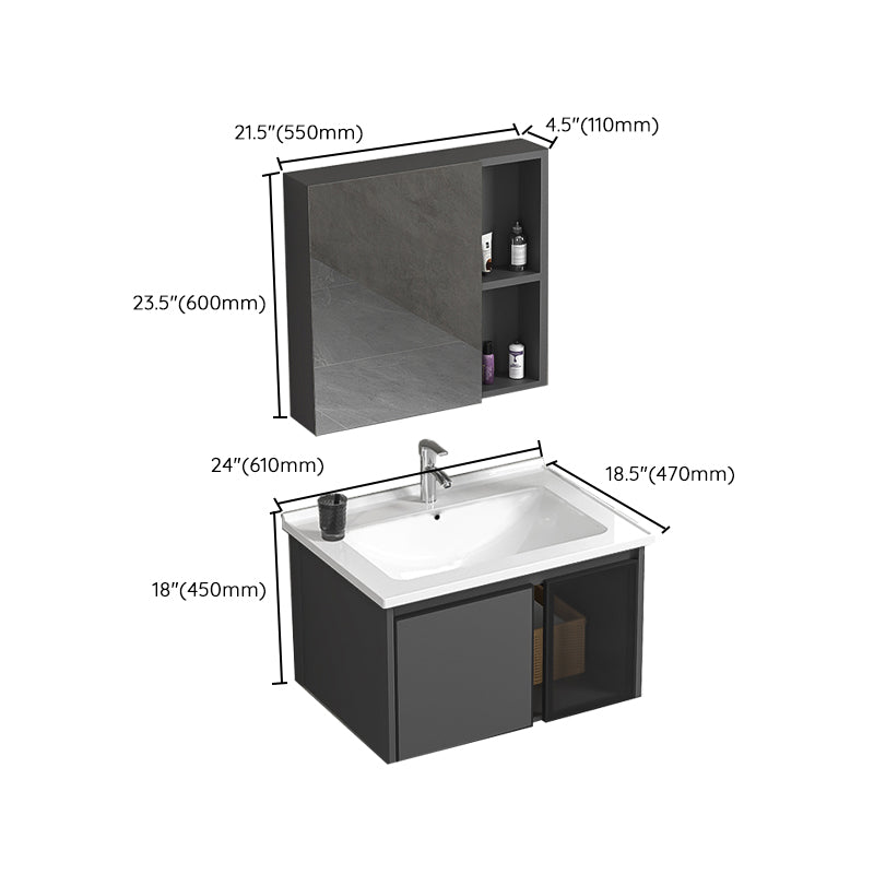 Single Sink Bathroom Vanity Wall Mount Rectangular Single Modern Vanity Set Clearhalo 'Bathroom Remodel & Bathroom Fixtures' 'Bathroom Vanities' 'bathroom_vanities' 'Home Improvement' 'home_improvement' 'home_improvement_bathroom_vanities' 7551396