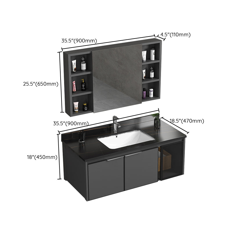 Single Sink Bathroom Vanity Wall Mount Rectangular Single Modern Vanity Set Clearhalo 'Bathroom Remodel & Bathroom Fixtures' 'Bathroom Vanities' 'bathroom_vanities' 'Home Improvement' 'home_improvement' 'home_improvement_bathroom_vanities' 7551403