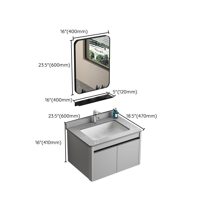 Single Sink Bathroom Vanity Modern Gray Rectangular Bath Vanity Clearhalo 'Bathroom Remodel & Bathroom Fixtures' 'Bathroom Vanities' 'bathroom_vanities' 'Home Improvement' 'home_improvement' 'home_improvement_bathroom_vanities' 7551451