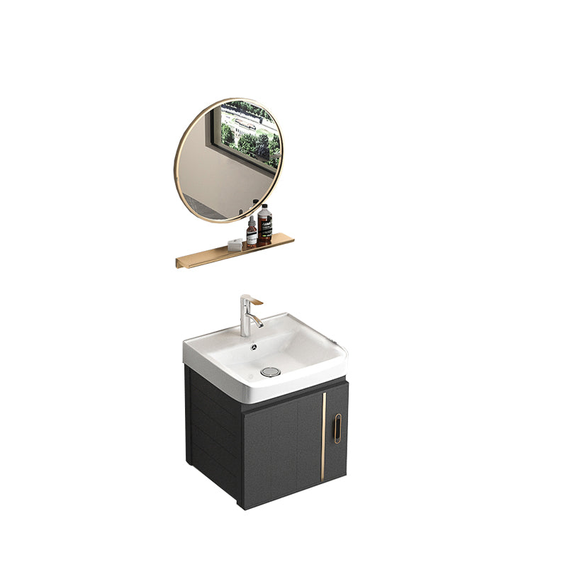 Rectangular Bathroom Vanity Modern Black Single-Sink Wall Mount Vanity Set Vanity & Faucet & Mirrors 17"L x 14"W x 19"H White Clearhalo 'Bathroom Remodel & Bathroom Fixtures' 'Bathroom Vanities' 'bathroom_vanities' 'Home Improvement' 'home_improvement' 'home_improvement_bathroom_vanities' 7551483