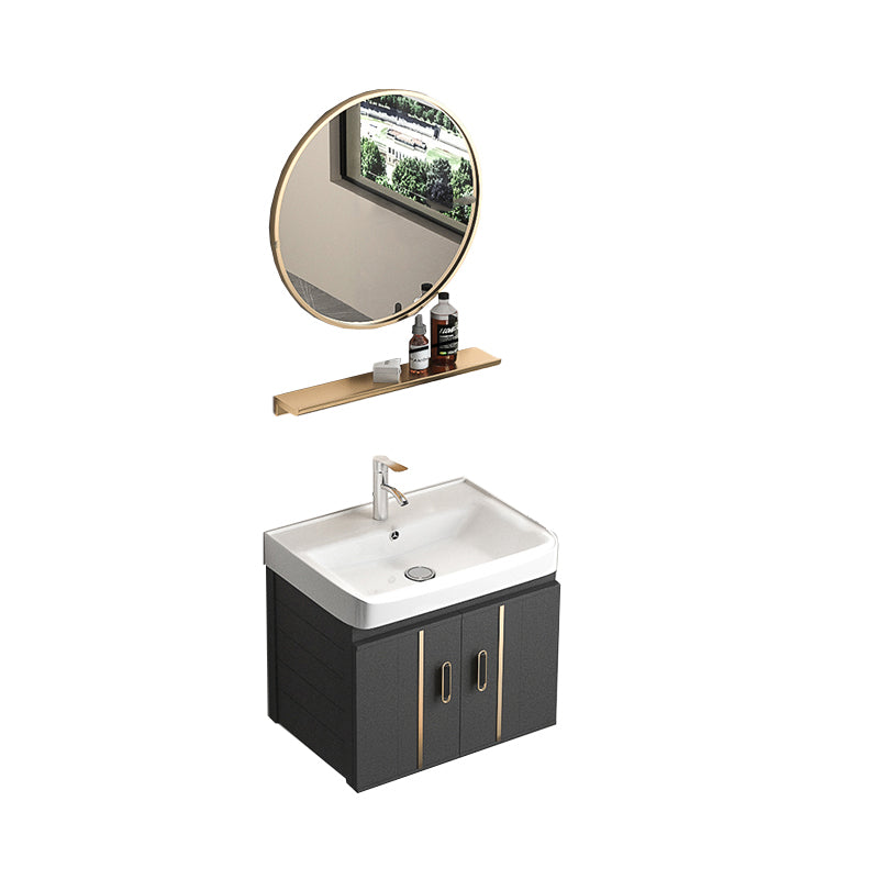 Rectangular Bathroom Vanity Modern Black Single-Sink Wall Mount Vanity Set Vanity & Faucet & Mirrors 20"L x 14"W x 19"H White Clearhalo 'Bathroom Remodel & Bathroom Fixtures' 'Bathroom Vanities' 'bathroom_vanities' 'Home Improvement' 'home_improvement' 'home_improvement_bathroom_vanities' 7551484