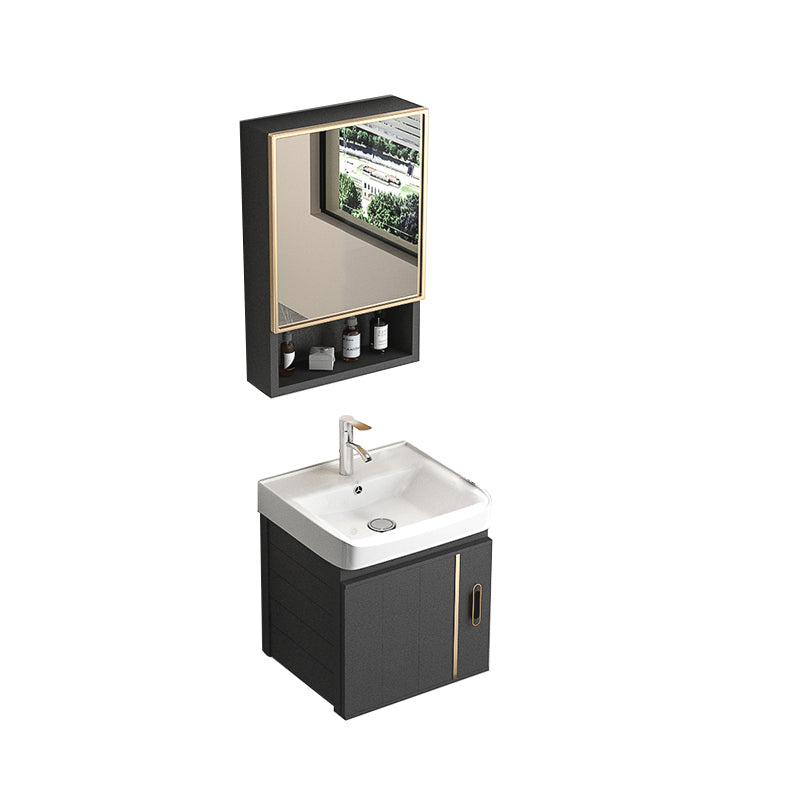 Rectangular Bathroom Vanity Modern Black Single-Sink Wall Mount Vanity Set Vanity & Faucet & Mirror Cabinet 17"L x 14"W x 19"H White Clearhalo 'Bathroom Remodel & Bathroom Fixtures' 'Bathroom Vanities' 'bathroom_vanities' 'Home Improvement' 'home_improvement' 'home_improvement_bathroom_vanities' 7551497