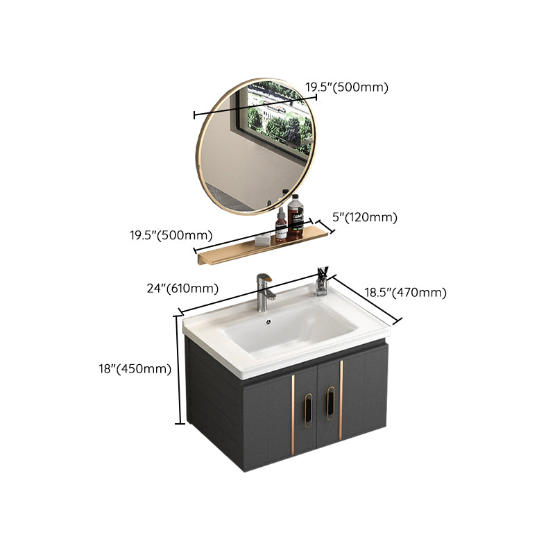 Rectangular Bathroom Vanity Modern Black Single-Sink Wall Mount Vanity Set Clearhalo 'Bathroom Remodel & Bathroom Fixtures' 'Bathroom Vanities' 'bathroom_vanities' 'Home Improvement' 'home_improvement' 'home_improvement_bathroom_vanities' 7551504