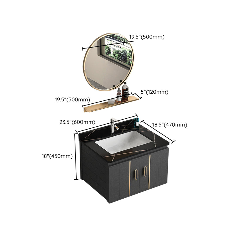 Rectangular Bathroom Vanity Modern Black Single-Sink Wall Mount Vanity Set Clearhalo 'Bathroom Remodel & Bathroom Fixtures' 'Bathroom Vanities' 'bathroom_vanities' 'Home Improvement' 'home_improvement' 'home_improvement_bathroom_vanities' 7551506