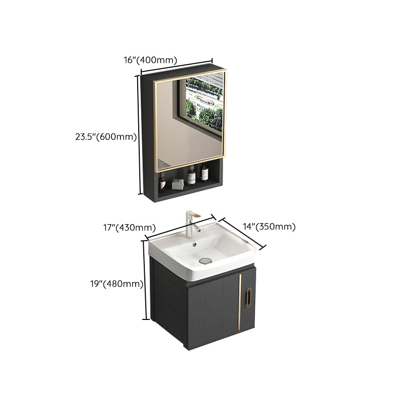 Rectangular Bathroom Vanity Modern Black Single-Sink Wall Mount Vanity Set Clearhalo 'Bathroom Remodel & Bathroom Fixtures' 'Bathroom Vanities' 'bathroom_vanities' 'Home Improvement' 'home_improvement' 'home_improvement_bathroom_vanities' 7551513