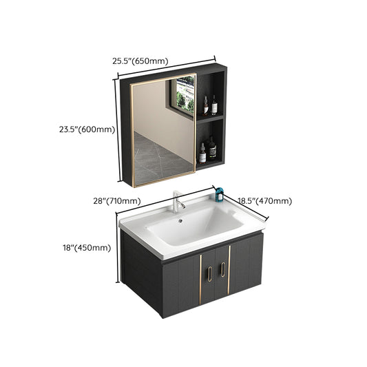 Wall Mount Bathroom Vanity Gray Glam Metal Frame Rectangular Vanity Set Clearhalo 'Bathroom Remodel & Bathroom Fixtures' 'Bathroom Vanities' 'bathroom_vanities' 'Home Improvement' 'home_improvement' 'home_improvement_bathroom_vanities' 7551572