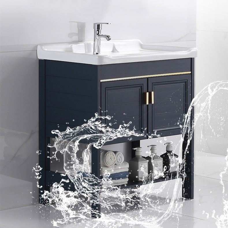 Glam Blue Sink Vanity Metal Frame Single Rectangular Bath Vanity Clearhalo 'Bathroom Remodel & Bathroom Fixtures' 'Bathroom Vanities' 'bathroom_vanities' 'Home Improvement' 'home_improvement' 'home_improvement_bathroom_vanities' 7551589