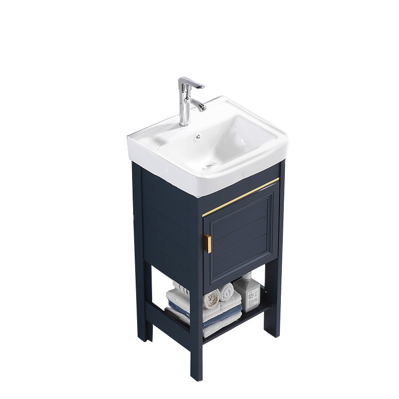 Glam Blue Sink Vanity Metal Frame Single Rectangular Bath Vanity Vanity & Faucet 17"L x 14"W x 32"H Clearhalo 'Bathroom Remodel & Bathroom Fixtures' 'Bathroom Vanities' 'bathroom_vanities' 'Home Improvement' 'home_improvement' 'home_improvement_bathroom_vanities' 7551600